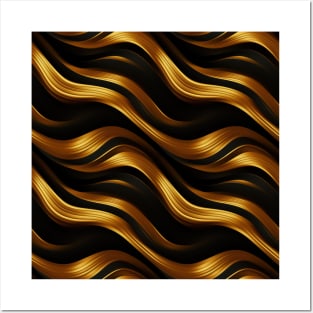 Golden Harmony: Abstract Stripes in Luxe Gold Posters and Art